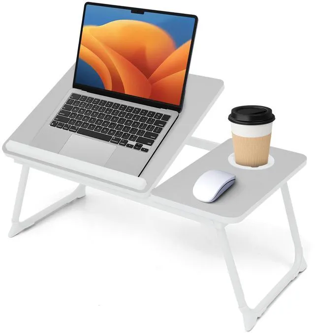 Main image of Lap Desk for Couch/Sofa/Floor, 5-Angle Adjustable Bed Desk with Foldable Legs &Cup Holder, Light Weight Bed Tray Table for Writing/Eating/Reading, Portable Laptop Stand for Adults, Kids