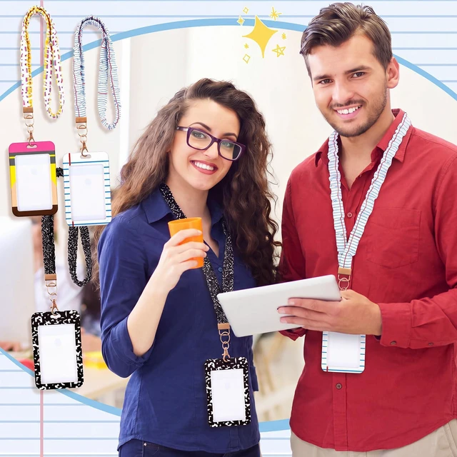 Alt view image 7 of 7 - 6 Packs Teacher Scrunchie Lanyard with ID Holder Keychain Set Back to School Scrunchie Lanyard, Breakaway Teacher Lanyards, Wristlet Keychain Key Rings Set, Pencil and Composition Paper