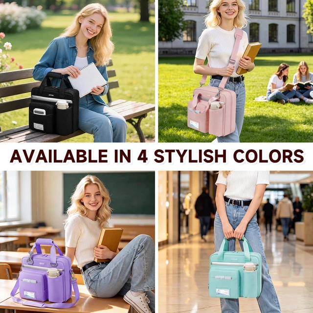 Alt view image 2 of 7 - 3 Ring Zipper Binder Bag, 3 Inch D-Ring 700 Sheet Capacity, Portable File Organizer with Removable Shoulder Strap & Multiple Pockets for School Office Travel Summer Study Back to School,Pink
