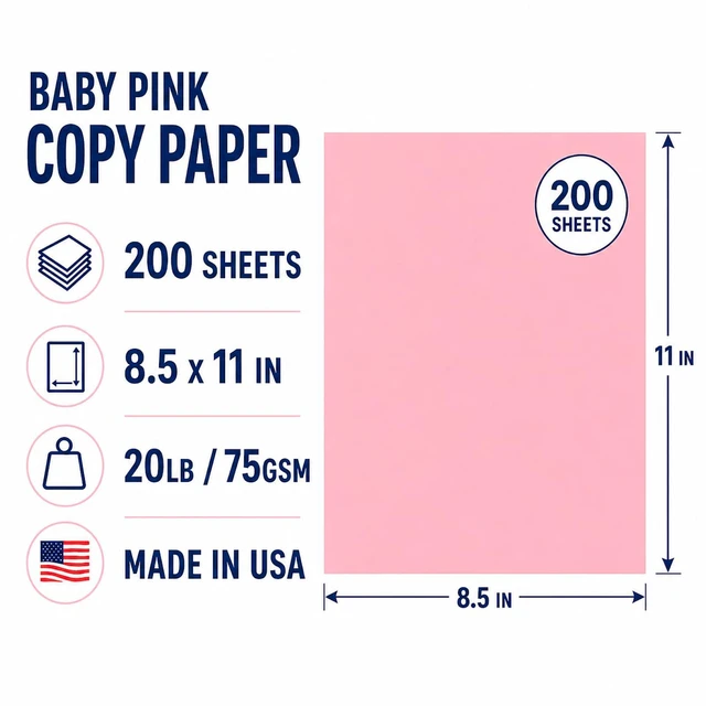 Alt view image 3 of 7 - Veritas Pink Copy Paper, 8.5 x 11 Inches, 20LB/75GSM Colored Printer Paper, 200 Sheets, Multipurpose Paper for Laser and Inkjet Printers, Office and School, Made in USA