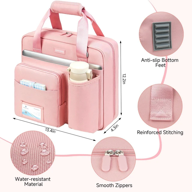 Alt view image 5 of 7 - 3 Ring Zipper Binder Bag, 3 Inch D-Ring 700 Sheet Capacity, Portable File Organizer with Removable Shoulder Strap & Multiple Pockets for School Office Travel Summer Study Back to School,Pink