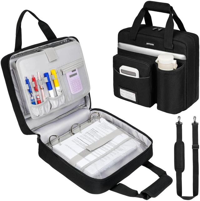 Main image of 3 Ring Zipper Binder Bag, 3 Inch D-Ring 700 Sheet Capacity, Portable File Organizer with Removable Shoulder Strap & Multiple Pockets for School Office Travel Summer Study Back to School,Black