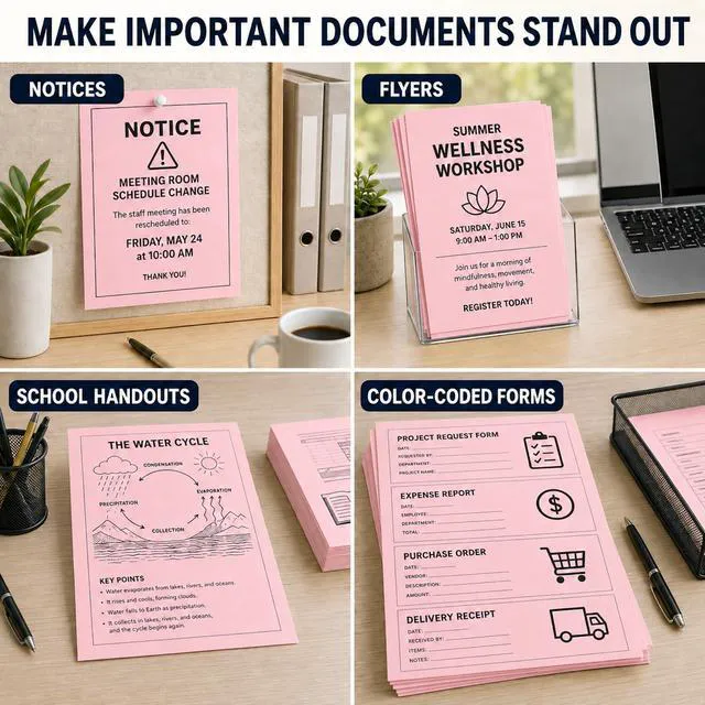Alt view image 6 of 7 - Veritas Pink Copy Paper, 8.5 x 11 Inches, 20LB/75GSM Colored Printer Paper, 200 Sheets, Multipurpose Paper for Laser and Inkjet Printers, Office and School, Made in USA