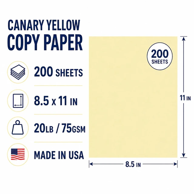 Alt view image 3 of 7 - Veritas Canary Yellow Copy Paper, 8.5 x 11 Inches, 20LB/75GSM Colored Printer Paper, 200 Sheets, Multipurpose Paper for Laser and Inkjet Printers, Office and School, Made in USA