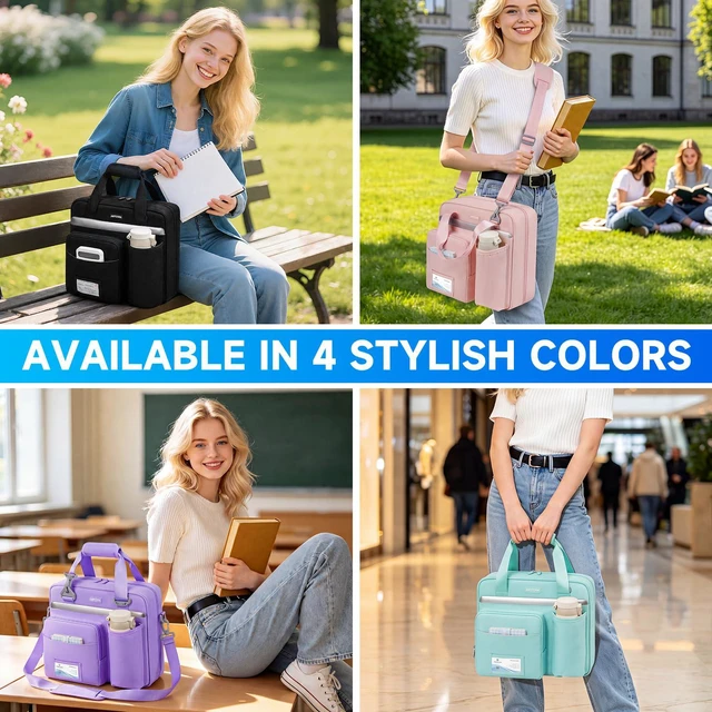 Alt view image 6 of 7 - 3 Ring Zipper Binder Bag, 3 Inch D-Ring 700 Sheet Capacity, Portable File Organizer with Removable Shoulder Strap & Multiple Pockets for School Office Travel Summer Study Back to School,Black