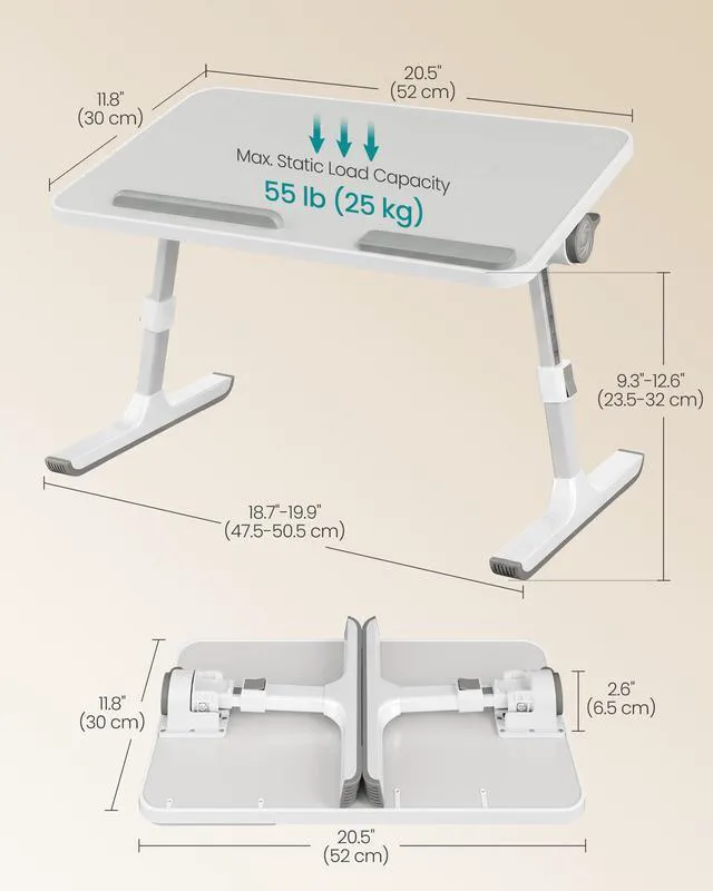 Alt view image 5 of 6 - Bed Laptop Desk, Adjustable, 6 Heights, 20.5 x 11.8 Inches Portable Foldable Bed Table, for Bedroom and Living Room, Gray, ISLAND Collection ULLD117G101