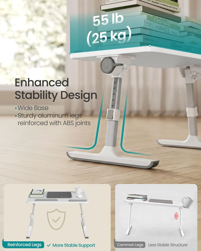 Alt view image 6 of 6 - Bed Laptop Desk, Adjustable, 6 Heights, 20.5 x 11.8 Inches Portable Foldable Bed Table, for Bedroom and Living Room, Gray, ISLAND Collection ULLD117G101
