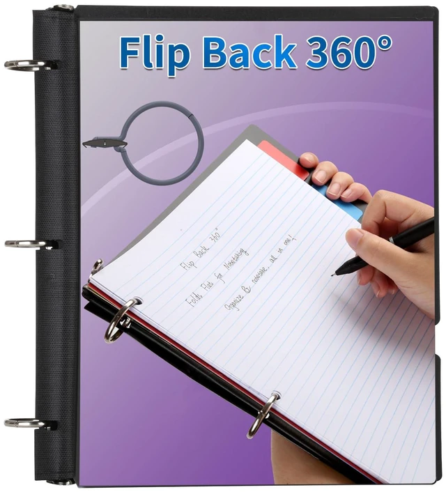 Alt view image 6 of 7 - 4 Pcs 360° Pivotable 3 Ring Binder, Soft 1 inch Binders 3 Ring, Flexible Thin Soft Three Ring Binder Fits 8.5" x 11", for Home, School and Office-Black, White, Blue, Red