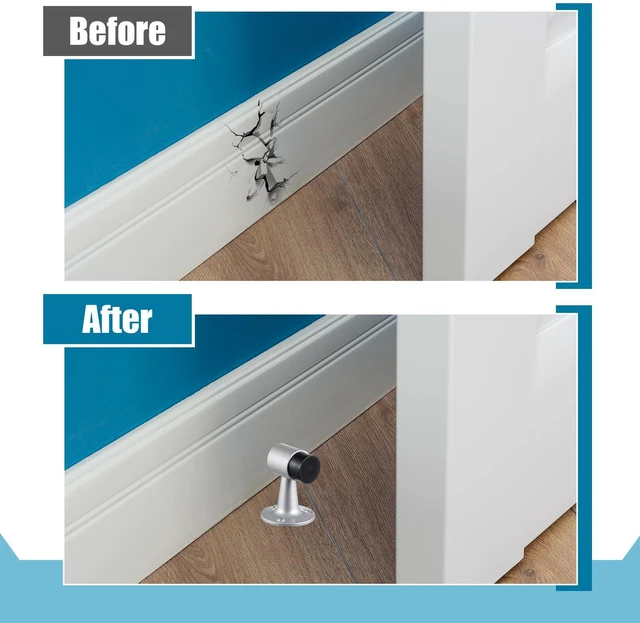 Alt view image 5 of 6 - 8 Pack Heavy Duty Floor Mounted Door Stop 3 in Aluminum Commercial Grade Door Stopper with Rubber Bumper & Stainless Steel Screws (Silver)
