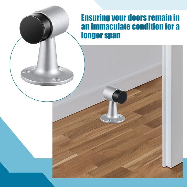 Alt view image 6 of 6 - 8 Pack Heavy Duty Floor Mounted Door Stop 3 in Aluminum Commercial Grade Door Stopper with Rubber Bumper & Stainless Steel Screws (Silver)