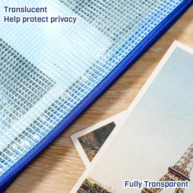 Alt view image 3 of 7 - 100Pcs Mesh Pencil Pouch,Blue,A6 Small Zipper Pencil Pouches Bulk, Waterproof Clear Storage Bag, Multipurpose for Cash Board Game Passport Office