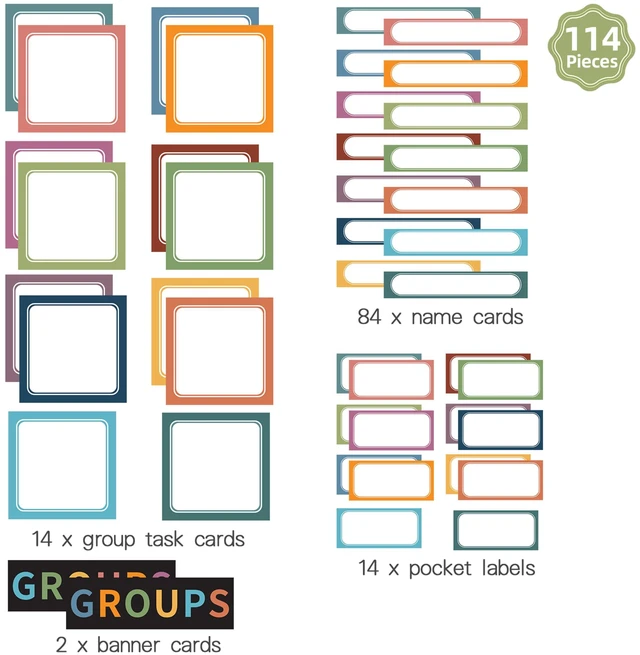 Alt view image 4 of 7 - Boho Small Group Management Pocket Chart with 114 Cards, Large Size 46 x 26.3 inch Classroom Small Group Organizer for School Teacher Homeschool Learning Supplies (Black)