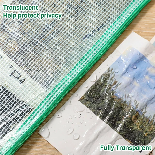 Alt view image 3 of 7 - 100Pcs Mesh Pencil Pouch,Green,A6 Small Zipper Pencil Pouches Bulk, Waterproof Clear Storage Bag, Multipurpose for Cash Board Game Passport Office