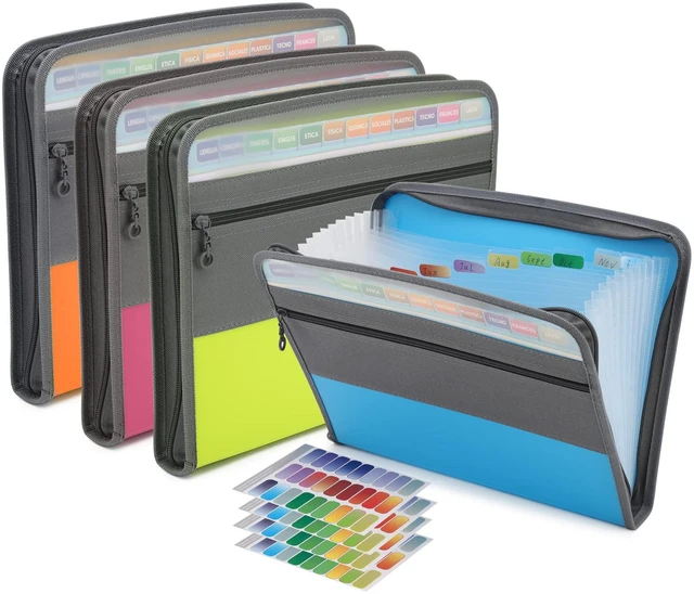 Main image of Expanding File Folders, 13 Pockets Document Organizer with Zipper, A4 Letter Size Portable Accordion Expanding File Folders with Multicolor Labels for Home Office School Supplies (Mix 4 Color)