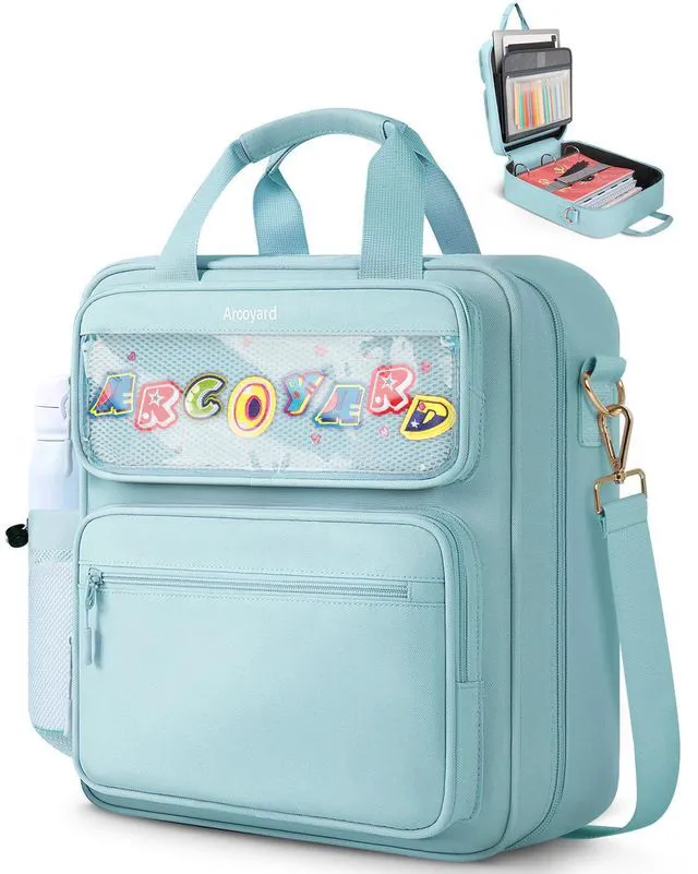 Main image of Zipper Binder 3 Ring with Ita Window, 3 Inch D-Ring Binder with Zipper and Strap Fits 14" Laptop, 600+ Sheets Capacity 3-in-1 Shoulder/Backpack/Handle Binder Bag for School Office Commute, Blue