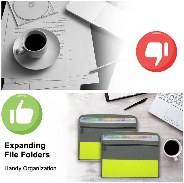 Alt view image 6 of 7 - Expanding File Folders, 13 Pockets Document Organizer with Zipper, A4 Letter Size Portable Accordion Expanding File Folders with Multicolor Labels for Home Office School Supplies (Mix 4 Color)