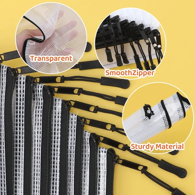 Alt view image 3 of 6 - 20pcs A3 17x12 Inch Mesh Zipper Pouches For Organizing Classroom And Storage, Extra Large Zipper Bags For Board Games And Puzzles
