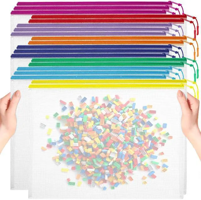 Main image of 20pcs Mesh Zipper Pouch Bags, Puzzle Bags, A3 17x12 Inches Large Reusable Pouches for Organizing Classroom and Storage, Extra Large Zipper Pouch, Board Game Storage