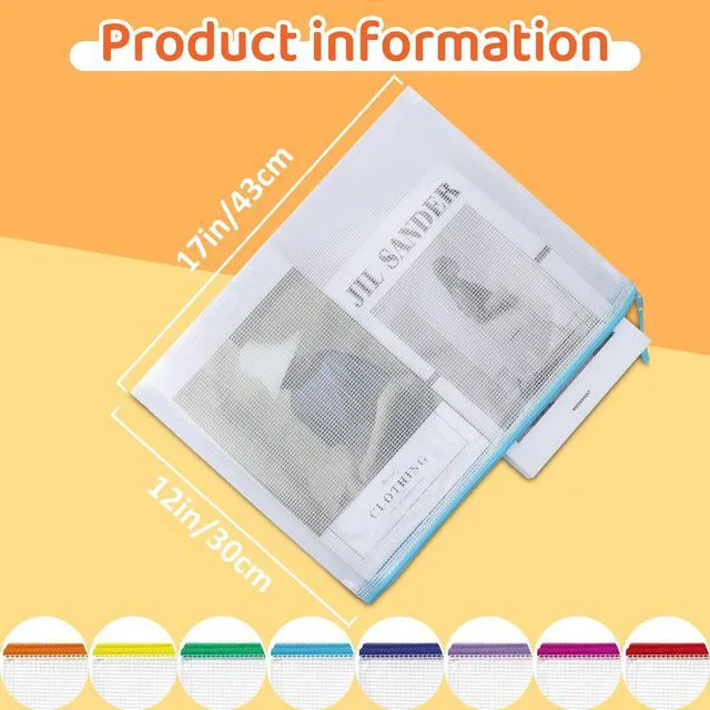 Alt view image 2 of 6 - 20pcs Mesh Zipper Pouch Bags, Puzzle Bags, A3 17x12 Inches Large Reusable Pouches for Organizing Classroom and Storage, Extra Large Zipper Pouch, Board Game Storage