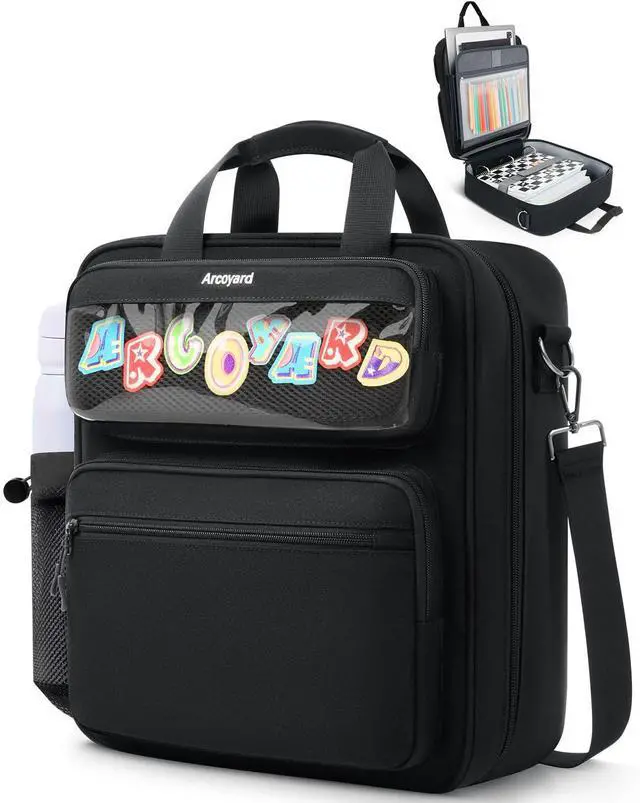 Main image of Zipper Binder 3 Ring with Ita Window, 3 Inch D-Ring Binder with Zipper and Strap Fits 14" Laptop, 600+ Sheets Capacity 3-in-1 Shoulder/Backpack/Handle Binder Bag for School Office Commute, Black