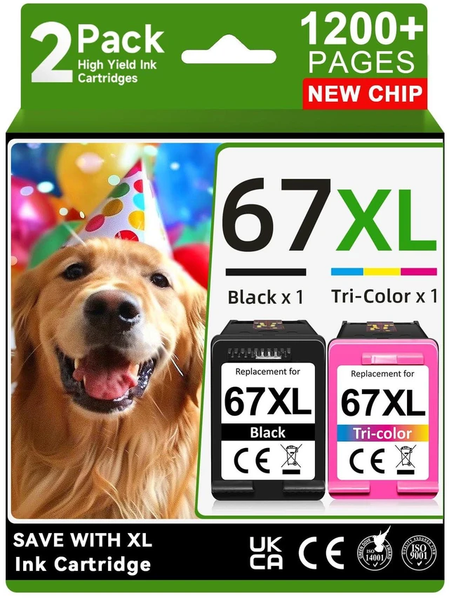 Main image of 67XL Ink Cartridges Black Color Combo Pack Compatible for HP 67 Ink Compatible for HP Ink 67 for HP 67 Ink Cartridges Black Color Combo Pack Fit for DeskJet 2855e 2755e 2700 2700e Printer