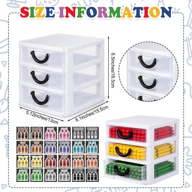 Alt view image 2 of 6 - 12 Pcs/ 4 Pack Plastic Crayon Organizer for Classroom Back to School Crayon Storage Boxes for Marker Pen Art Craft Supplies Crayons Drawer Container for Classroom Office Table with Color Label