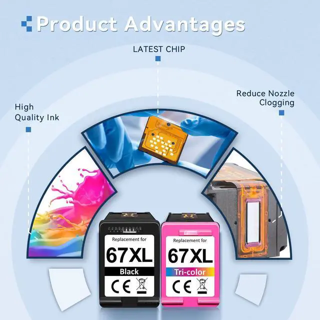 Alt view image 3 of 6 - 67XL Ink Cartridges Black Color Combo Pack Compatible for HP 67 Ink Compatible for HP Ink 67 for HP 67 Ink Cartridges Black Color Combo Pack Fit for DeskJet 2855e 2755e 2700 2700e Printer