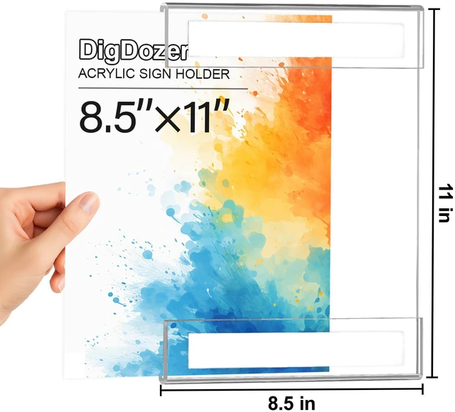 Alt view image 2 of 7 - 30 Pcs Acrylic Sign Holder 8.5 x 11 - No Drilling Vertical Sign Holders with Adhesive, Clear Plastic Frames Paper Display Sign Holder for Office, Home, Store, Restaurant