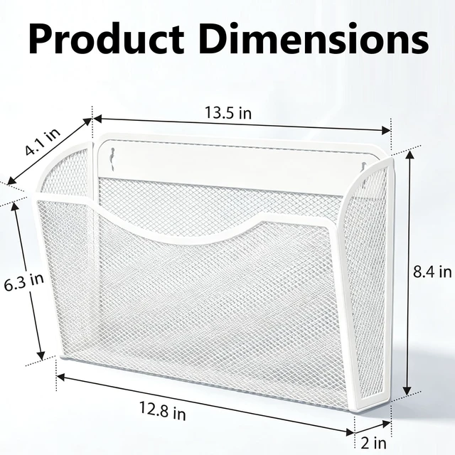 Alt view image 2 of 5 - Mesh Hanging Wall File Holders, Metal Vertical Wall Basket Mail Organizer for Office/Home (White, 3 Pack Wall Mounted)