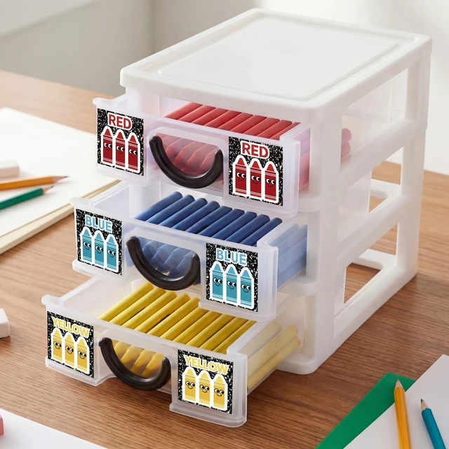 Alt view image 5 of 6 - 12 Pcs/ 4 Pack Plastic Crayon Organizer for Classroom Back to School Crayon Storage Boxes for Marker Pen Art Craft Supplies Crayons Drawer Container for Classroom Office Table with Color Label