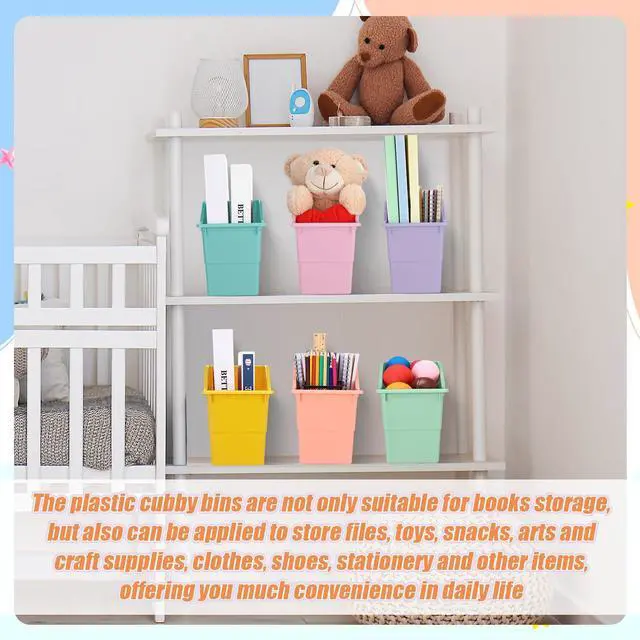 Alt view image 4 of 6 - 12 Packs Book Bins for Classroom Plastic Book Binder Holders Vertical Organizer Baskets Storage Boxes for Classroom Library Home Office Organization Stationery Supplies (Pastel Colors)