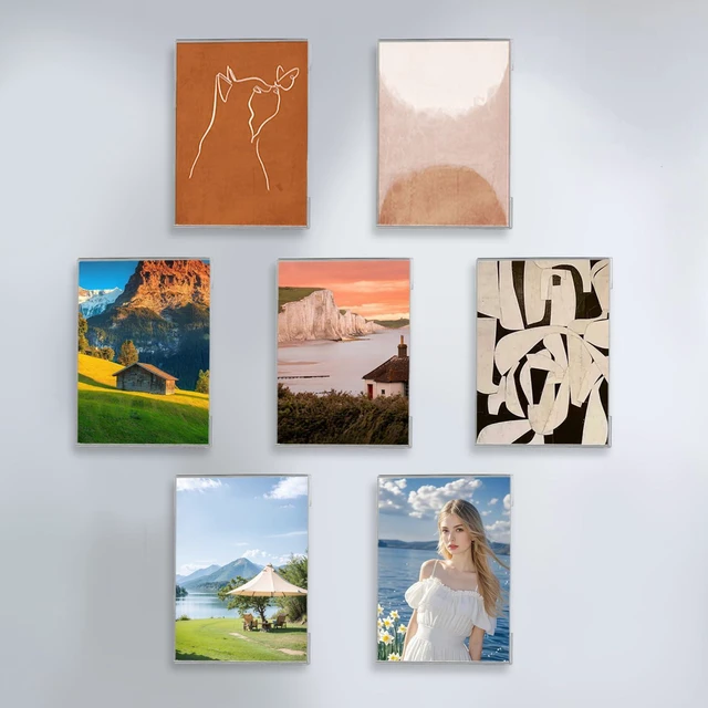 Alt view image 7 of 7 - 30 Pcs Acrylic Sign Holder 8.5 x 11 - No Drilling Vertical Sign Holders with Adhesive, Clear Plastic Frames Paper Display Sign Holder for Office, Home, Store, Restaurant