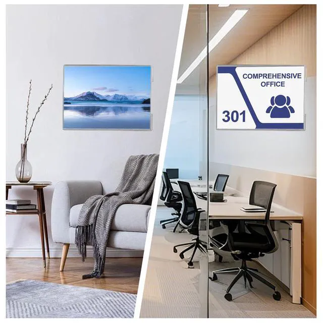Alt view image 6 of 7 - 20 Pcs Acrylic Sign Holder 11 x 8.5 - No Drilling Horizontal Sign Holders with Adhesive, Clear Plastic Frames Paper Display Sign Holder for Office, Home, Store, Restaurant