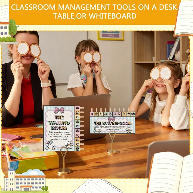 Alt view image 6 of 6 - 23 Pcs Silly Goose Pastel Waiting Room Sign with Number Clips Wooden Clips with Holder, Classroom Management Tool for Teachers, Back to School Organization, Pastel Themed Behavior Chart