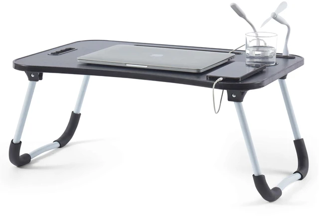 Main image of Laptop Lap Desk, Bed Tray with USB Port Laptop Stand for Bed 24"x16" Adjustable Lap Desk for Laptop with Foldable Legs for Easy Storage, Tablet Slot & Cup Holder, Space Saving Couch & Bed Desk