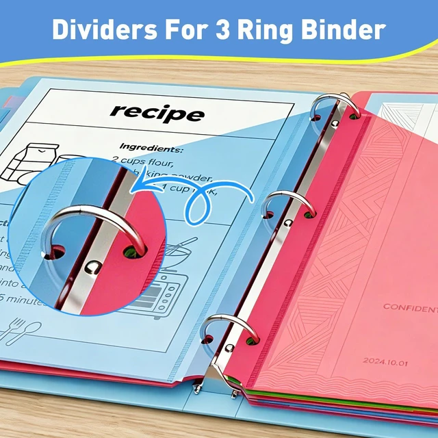 Alt view image 3 of 7 - 24 Counts Dividers with 2 Pockets, 8 Tabs Binder Dividers for 3 Ring Binder, Plastic Binder Dividers with Tabs for Office & School Organization Supplies, Multicolor, Letter Size, 3 Sets