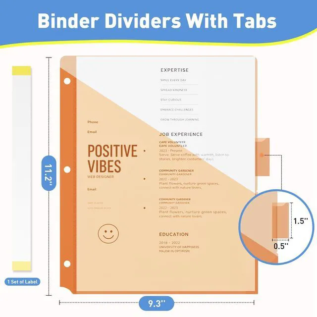 Alt view image 5 of 7 - 24 Counts Dividers with 2 Pockets, 8 Tabs Binder Dividers for 3 Ring Binder, Plastic Binder Dividers with Tabs for Office & School Organization Supplies, Multicolor, Letter Size, 3 Sets