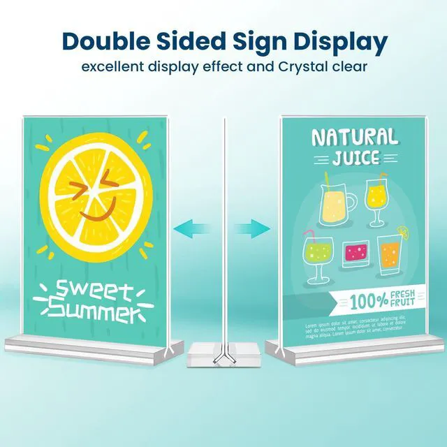 Alt view image 2 of 7 - Acrylic Sign Holder, 5x7, 15 Pack Vertical Clear Table Menu Display, Double Sided, Plastic Stand, Suitable for Restaurants, Office, Store, Fair