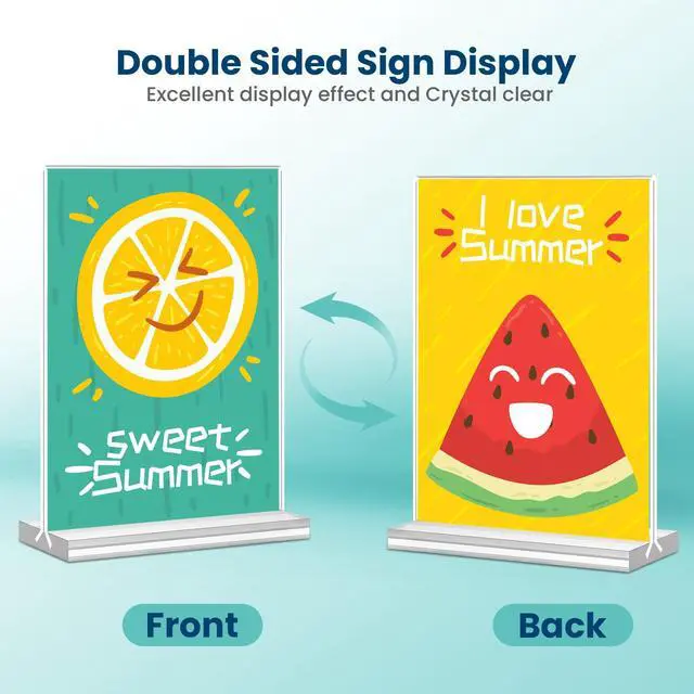 Alt view image 4 of 7 - Acrylic Sign Holder, 5x7, 15 Pack Vertical Clear Table Menu Display, Double Sided, Plastic Stand, Suitable for Restaurants, Office, Store, Fair
