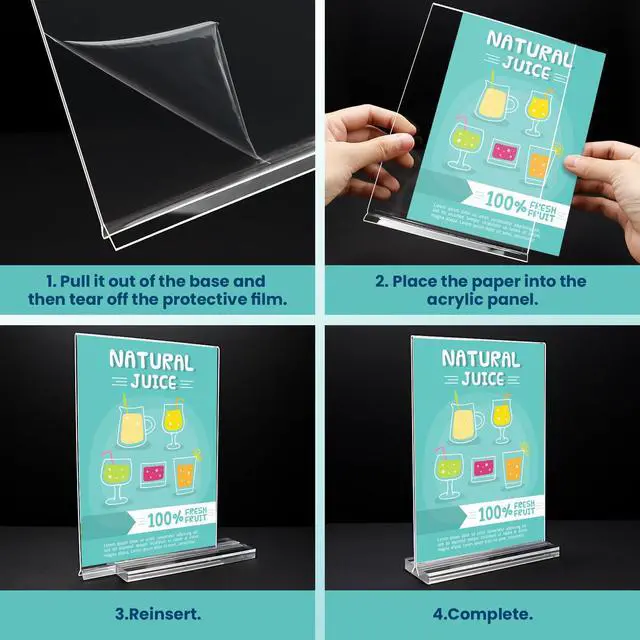Alt view image 3 of 7 - Acrylic Sign Holder, 5x7, 15 Pack Vertical Clear Table Menu Display, Double Sided, Plastic Stand, Suitable for Restaurants, Office, Store, Fair