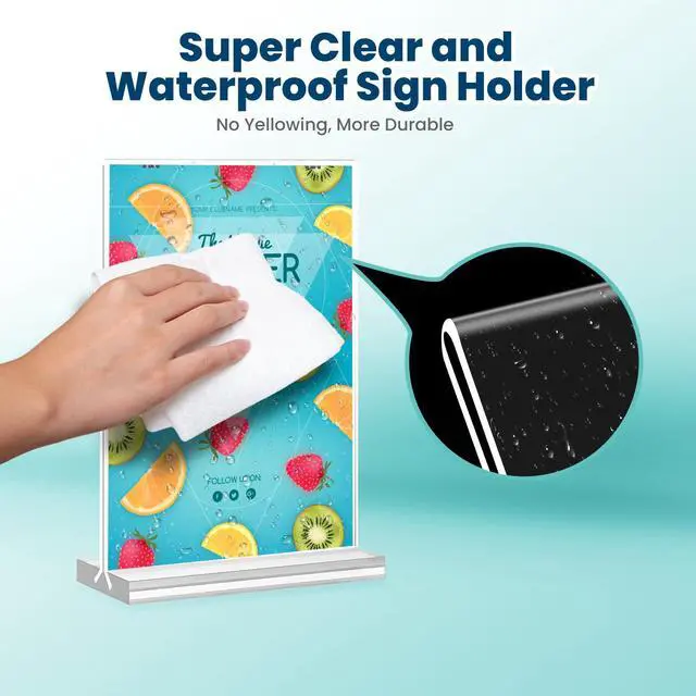 Alt view image 5 of 7 - Acrylic Sign Holder, 5x7, 15 Pack Vertical Clear Table Menu Display, Double Sided, Plastic Stand, Suitable for Restaurants, Office, Store, Fair