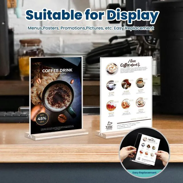 Alt view image 7 of 7 - Acrylic Sign Holder, 5x7, 15 Pack Vertical Clear Table Menu Display, Double Sided, Plastic Stand, Suitable for Restaurants, Office, Store, Fair