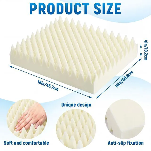 Alt view image 2 of 6 - 1 Pcs Egg Foam Pad Eggs Chair Cushion to Relieve Back Foam Christmas Seat Cushion Chair Accessories Pad for Office Recliner Wheelchair Home Car (Egg,Beige)