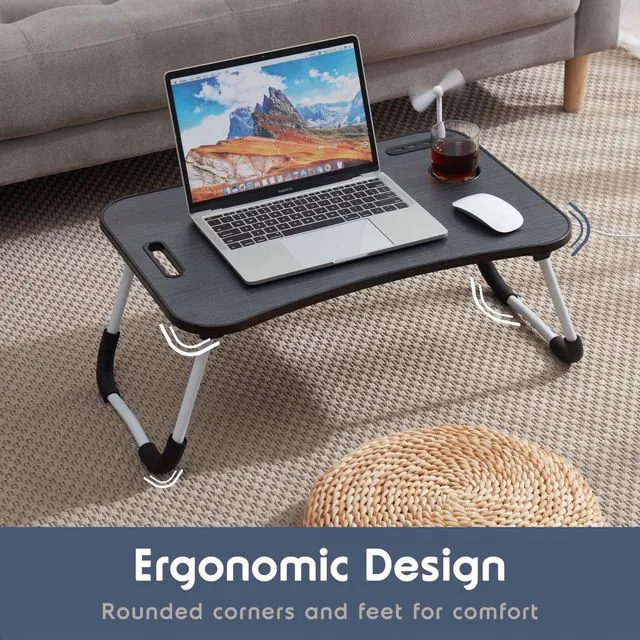 Alt view image 7 of 7 - Laptop Lap Desk, Bed Tray with USB Port Laptop Stand for Bed 24"x16" Adjustable Lap Desk for Laptop with Foldable Legs for Easy Storage, Tablet Slot & Cup Holder, Space Saving Couch & Bed Desk