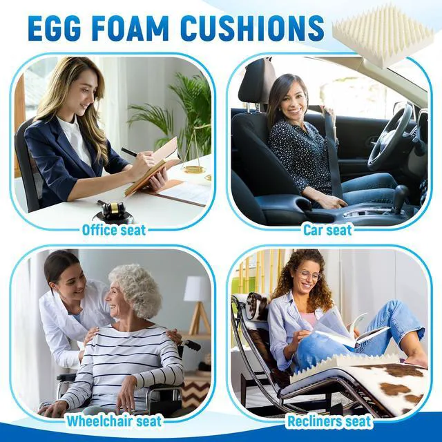 Alt view image 5 of 6 - 1 Pcs Egg Foam Pad Eggs Chair Cushion to Relieve Back Foam Christmas Seat Cushion Chair Accessories Pad for Office Recliner Wheelchair Home Car (Egg,Beige)
