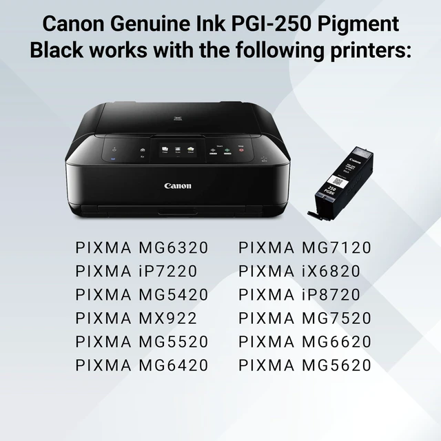 Alt view image 6 of 7 - PGI-250 Genuine Pigment Black Ink Tank, Compatible with MG6320, IP7220 & MG5420, MX922, MG5520, MG6420, MG7120, iX6820, iP8720, MG7520, MG6620, and MG5620 Printers