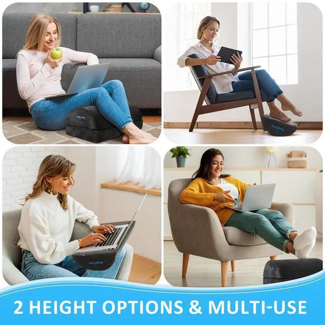 Alt view image 6 of 7 - Foot Rest for Under Desk at Work, 2 Heights Foot Stool, Gray Comfortable Office Desk Accessories with 2 Adjustable Heights, Washable Cover, Footrest for Office, Home and Car Foot Support