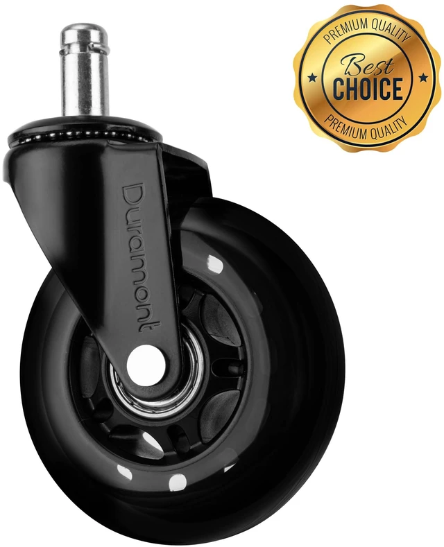 Alt view image 7 of 7 - Office Chair Wheels - Set of 5 Rollerblade-Style Caster Wheels, Smooth & Quiet Rolling, Protects Hardwood Floors & Carpets, Universal Fit, Durable and Long-Lasting - Black