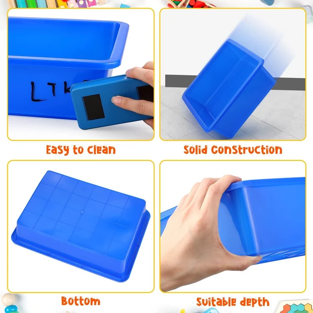 Alt view image 2 of 6 - 18 Pcs Flat Storage Organizer Bins Paper Tray Classroom,Colorful Plastic Baskets, Letter Size, for Art Pencil Book Organization, for School Office Teacher