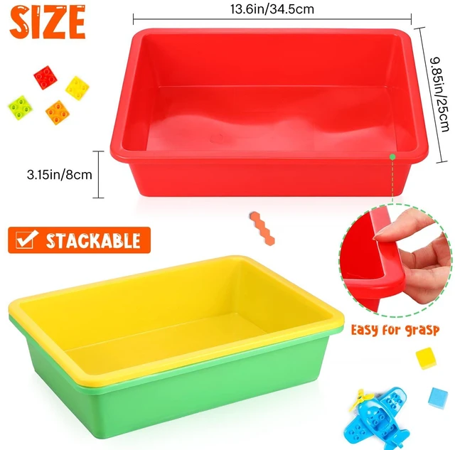Alt view image 3 of 6 - 18 Pcs Flat Storage Organizer Bins Paper Tray Classroom,Colorful Plastic Baskets, Letter Size, for Art Pencil Book Organization, for School Office Teacher